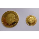Two 18ct gold Limited Edition 3488/5000 Sir Winston Churchill medallions,
