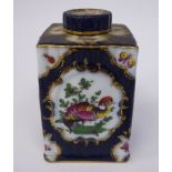 A mid/late 19thC Continental porcelain caddy and cover of square box design,