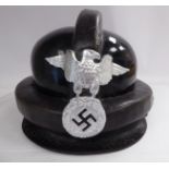 A German NSKK (National Socialist Motor Corps) uniform motorcycle helmet with a spreadeagle and