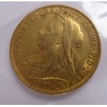 A Victorian sovereign,