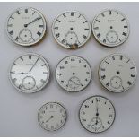 Eight late 19th/early 20thC pocket watch movements,