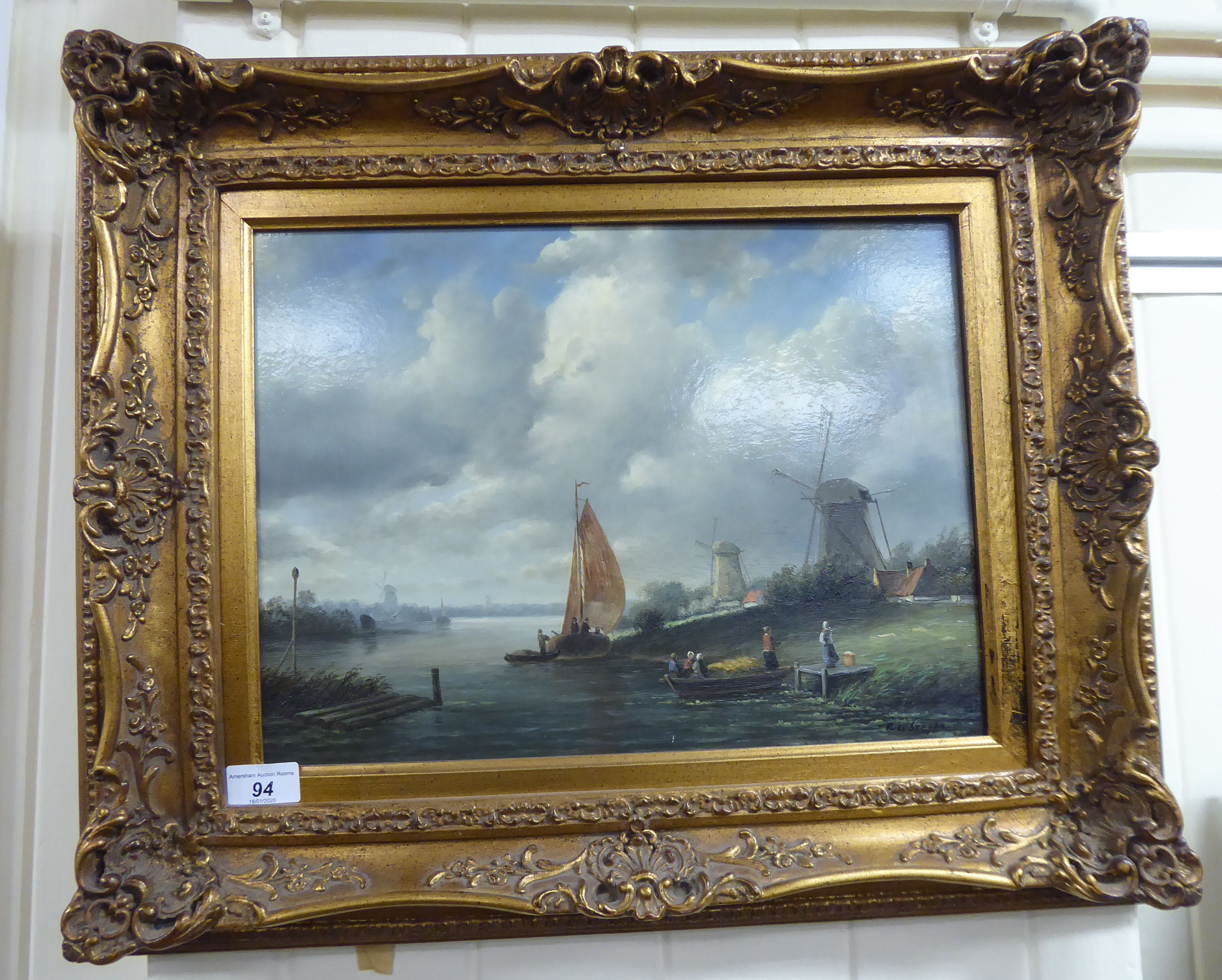 Ross Stefan - a Dutch canal scene with windmills and boats oil on panel bears a signature 11.