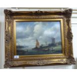 Ross Stefan - a Dutch canal scene with windmills and boats oil on panel bears a signature 11.