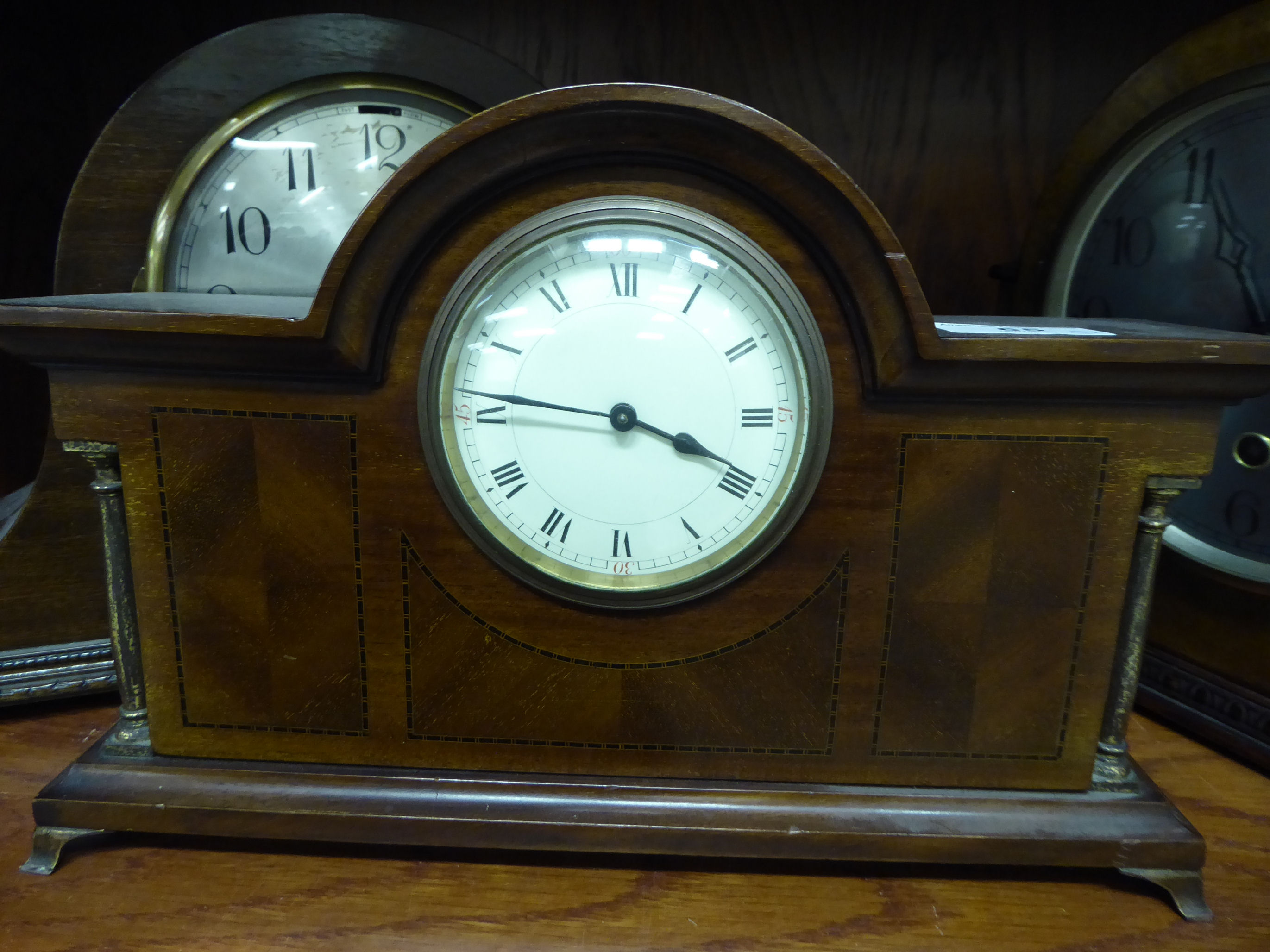 Three early 20thC mantle clocks: to include a mahogany cased example, - Image 2 of 2