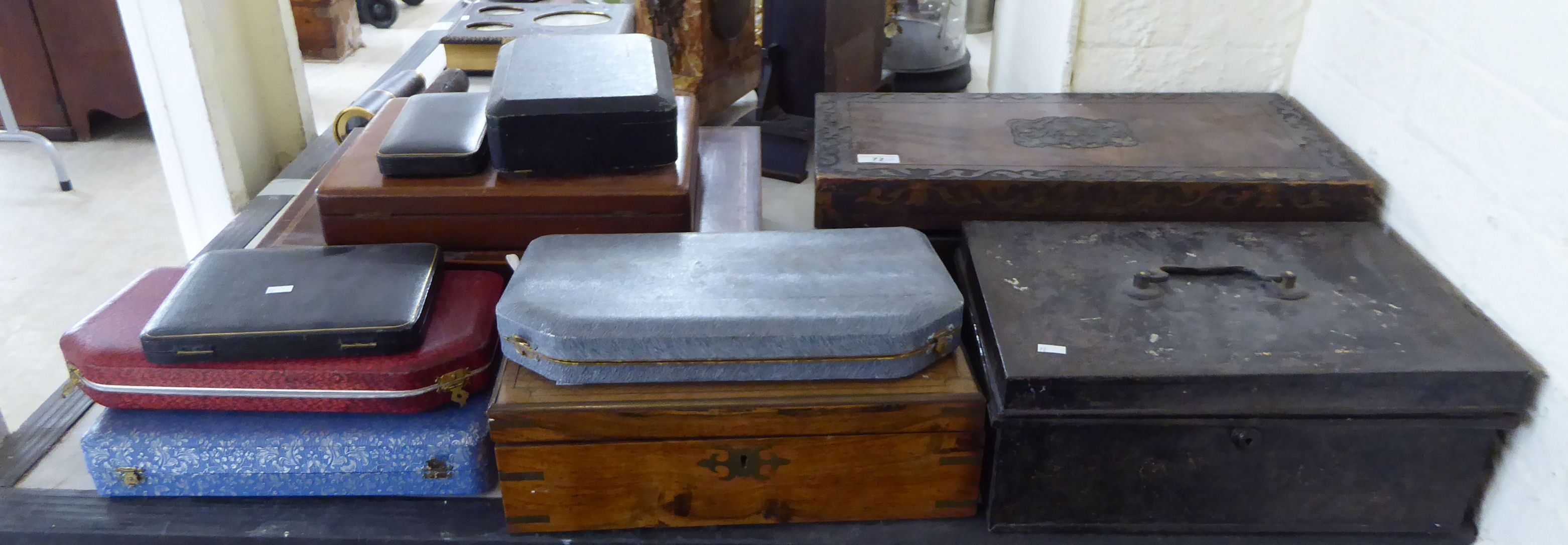 19thC and later boxes: to include a walnut writing slope 7''h 19.