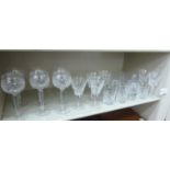 Drinking glassware: to include a set of six hocks; six cordials;