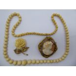 A Victorian oval, shell carved cameo brooch,
