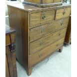 A late Victorian mahogany dressing chest with two short/three long drawers,