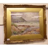 RG Hinchcliffe - a shoreline scene watercolour bears a signature 19'' x 15'' framed SL