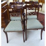 A set of four William IV mahogany framed bar back dining chair, the later,