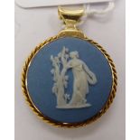 A Wedgwood blue jasper stoneware, pendant brooch,