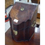A Regency mahogany knife box with a hinged lid,