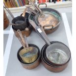 19thC metal cookware: to include mainly graduated copper and other saucepans SR