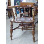 An early 20thC beech and elm framed smokers bow,