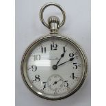 A late 19thC Hamilton white metal cased station masters pocket watch,