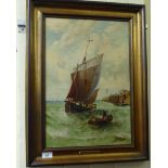 JF Slater - fishing vessels coming into a harbour oil on canvas bears a signature 19.