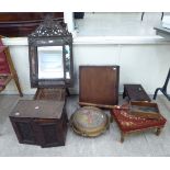 Small furniture: to include a late Victorian multi-section mirror 26'' x 16'';