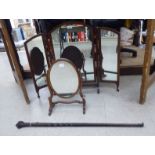 A mixed lot: to include an early 20thC mahogany toilet mirror, raised on splayed legs 16''h 11.