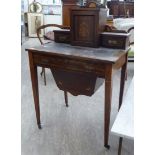 An Edwardian lady's rosewood and marquetry bonheur-du-jour,