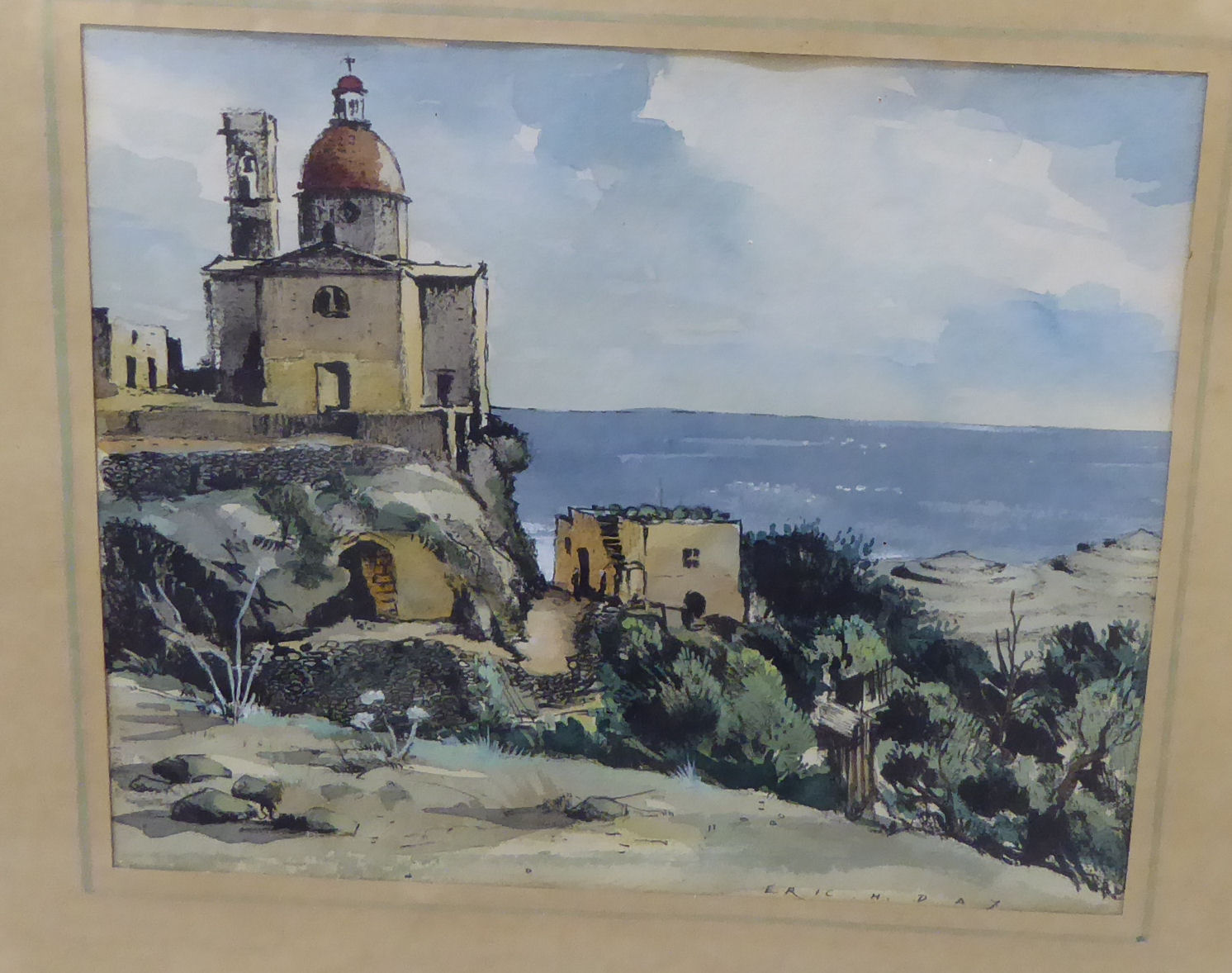 Eric H Day - two Mediterranean landscapes pen, - Image 2 of 4