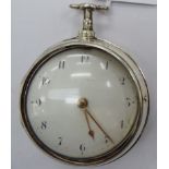 A George III silver pair cased watch with an enamelled Arabic dial Richard Healey No.