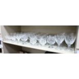 A suite of slice decorated crystal drinking glasses: to include two sets of six tumblers;