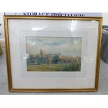 PW Baker - a distant view of Windsor Castle watercolour bears a signature 6.5'' x 10.