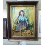 Defy**rc - a study of a seated woman oil on board bears a signature & dated 1956 15'' x 11''