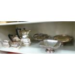 Silver plated tableware: to include a four piece tea set;