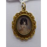 An 18ct gold pendant, set with an oval portrait,