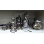 Silver and silver plate: to include a silver sugar basket with a blue glass liner Birmingham 1901