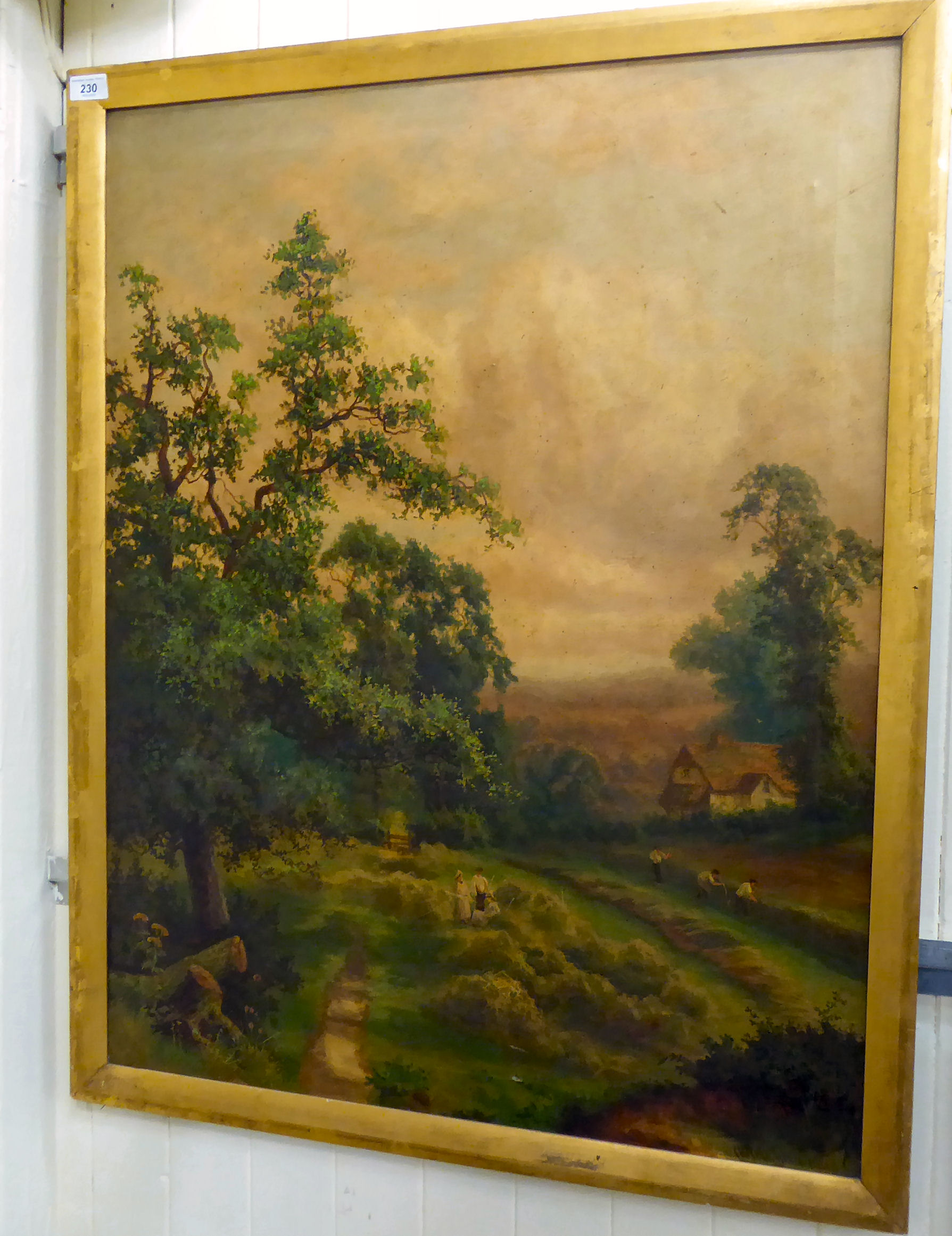 Late 19thC British School - an agricultural landscape with haymakers oil on canvas bears an