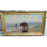 Early 20thC Continental School - a fisherman loading his catch onto a horse and cart oil on canvas