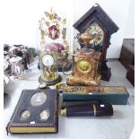 A mixed lot: to include a late Victorian gilt metal shrine style centrepiece,