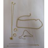 Gold coloured metal and 9ct gold items of personal ornament: to include a pair of half hoop