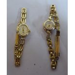 Two ladies 9ct gold cased bracelet watches,