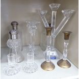 A mixed lot: to include a Villeroy & Boch three branch glass candelabrum 18''h OS1