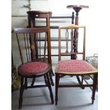 Small furniture: to include two similar Edwardian mahogany framed bedroom chairs BSR