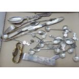 Silver and white metal collectables spoons;