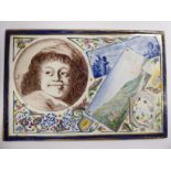 A Grand Tour overpainted porcelain plaque,