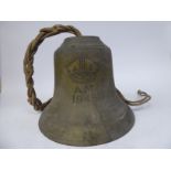 A bronze bell, on an entwined rope, inscribed AM 1945 below an armorial crown 10.