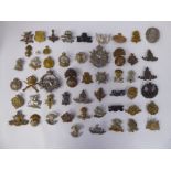 Approx fifty military cap badges and other insignia,