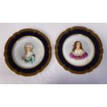 A pair of late 19thC French porcelain plates,