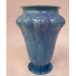 A Pilkingtons Royal Lancastrian Pottery turquoise/blue coloured drip glazed vase of tapered,