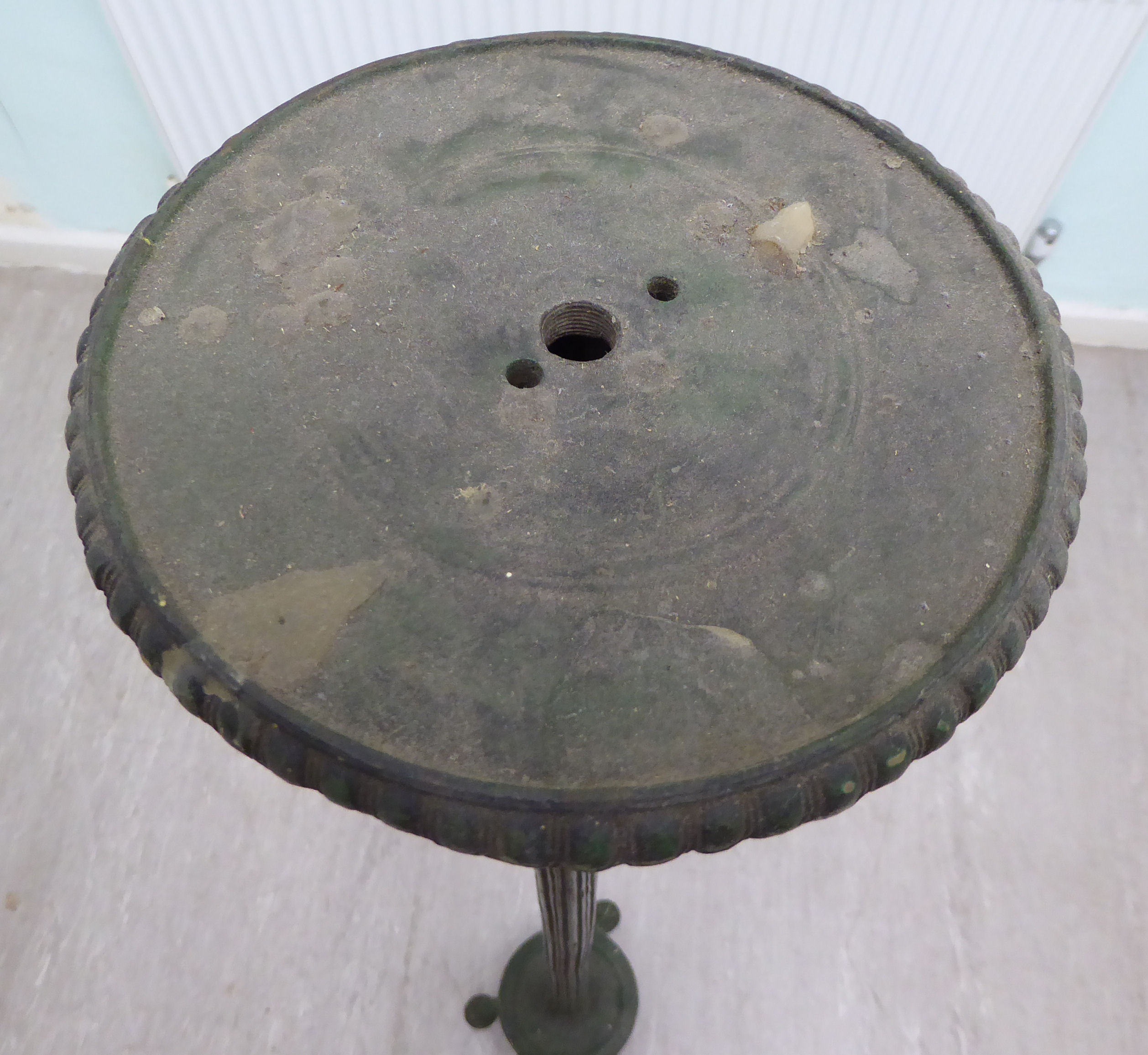 A late 19thC patinated green bronze neo-classical lamp standard, - Image 2 of 5