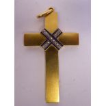 A 15ct gold diamond set pendant cross