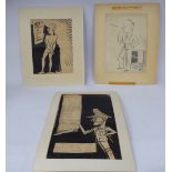 Three British World War II period cartoon sketches pen & ink variously inscribed 10'' x 7'',