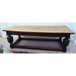 A 19thC Jacobean inspired oak refectory table, the associated,