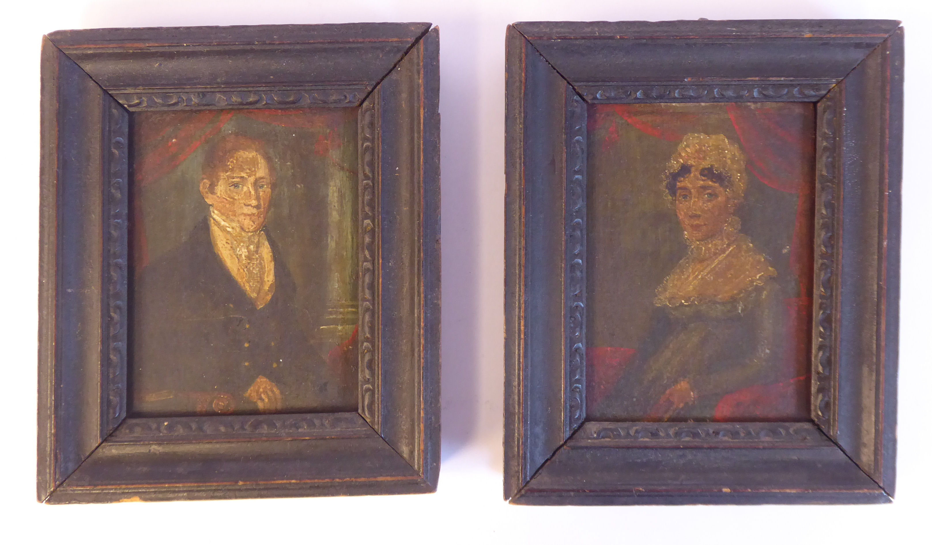 A pair of mid 19thC portrait miniatures,