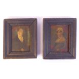 A pair of mid 19thC portrait miniatures,